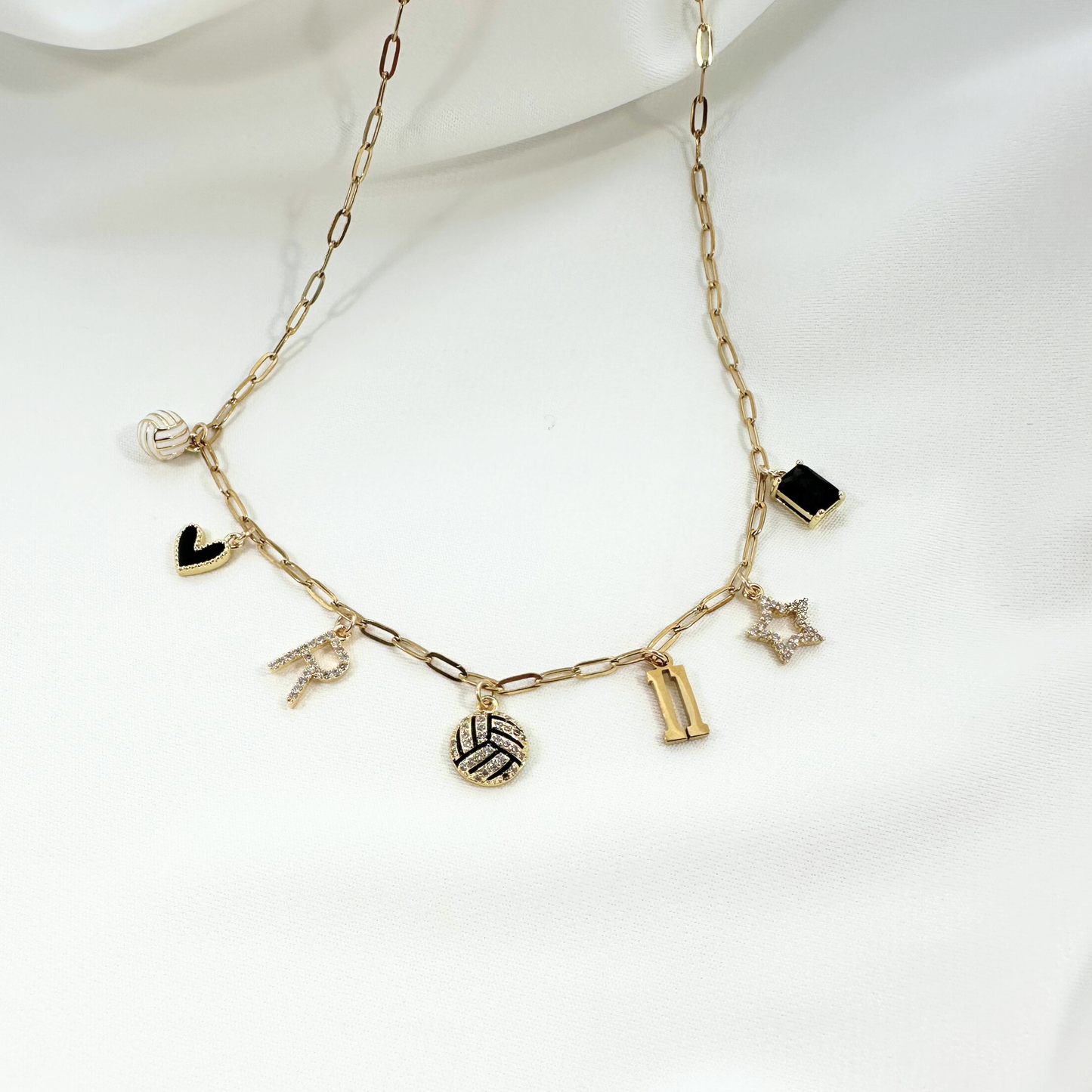 Volleyball Sparkle 7-Charm Necklace