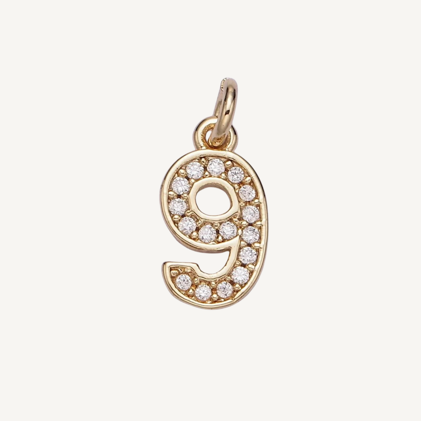 Small Rhinestone Number Charm