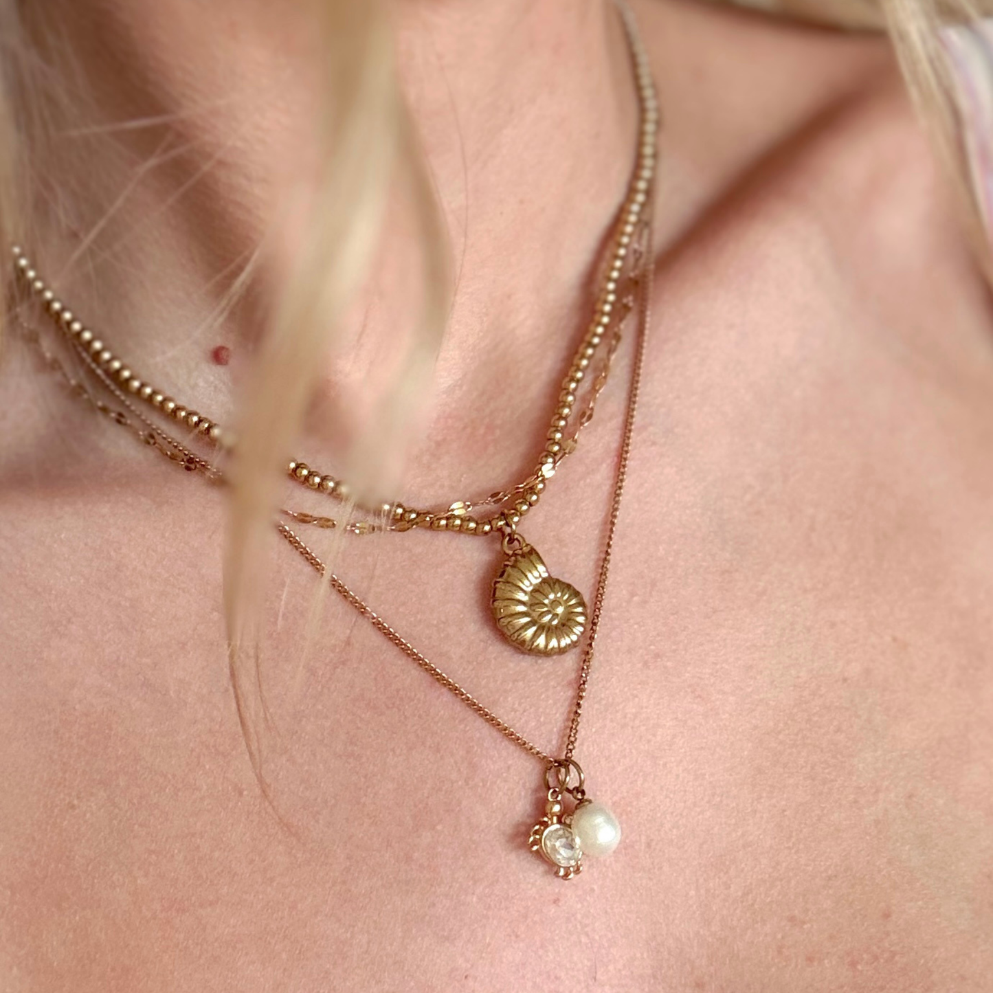 Beaded Nautilus Pendant Necklace