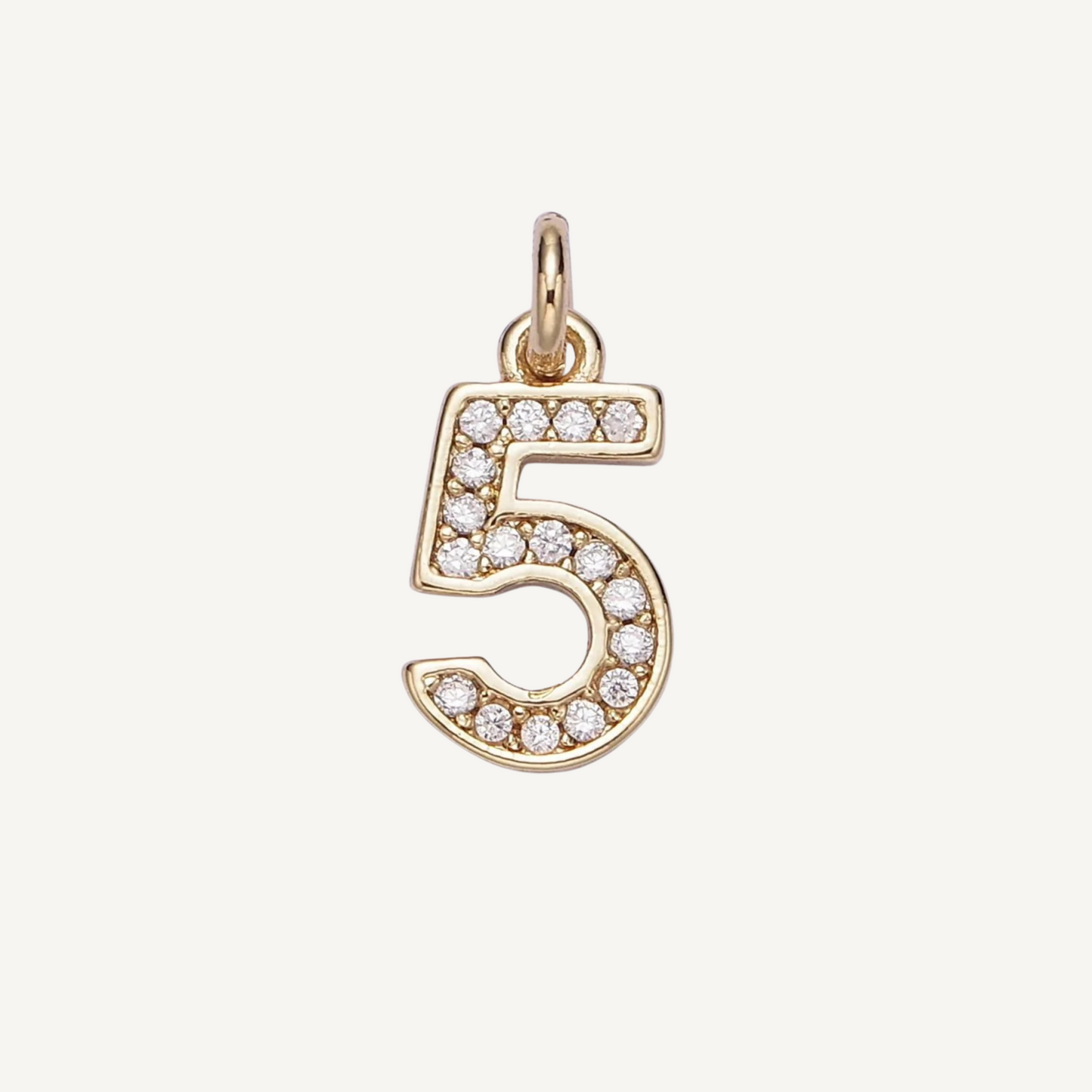 Small Rhinestone Number Charm
