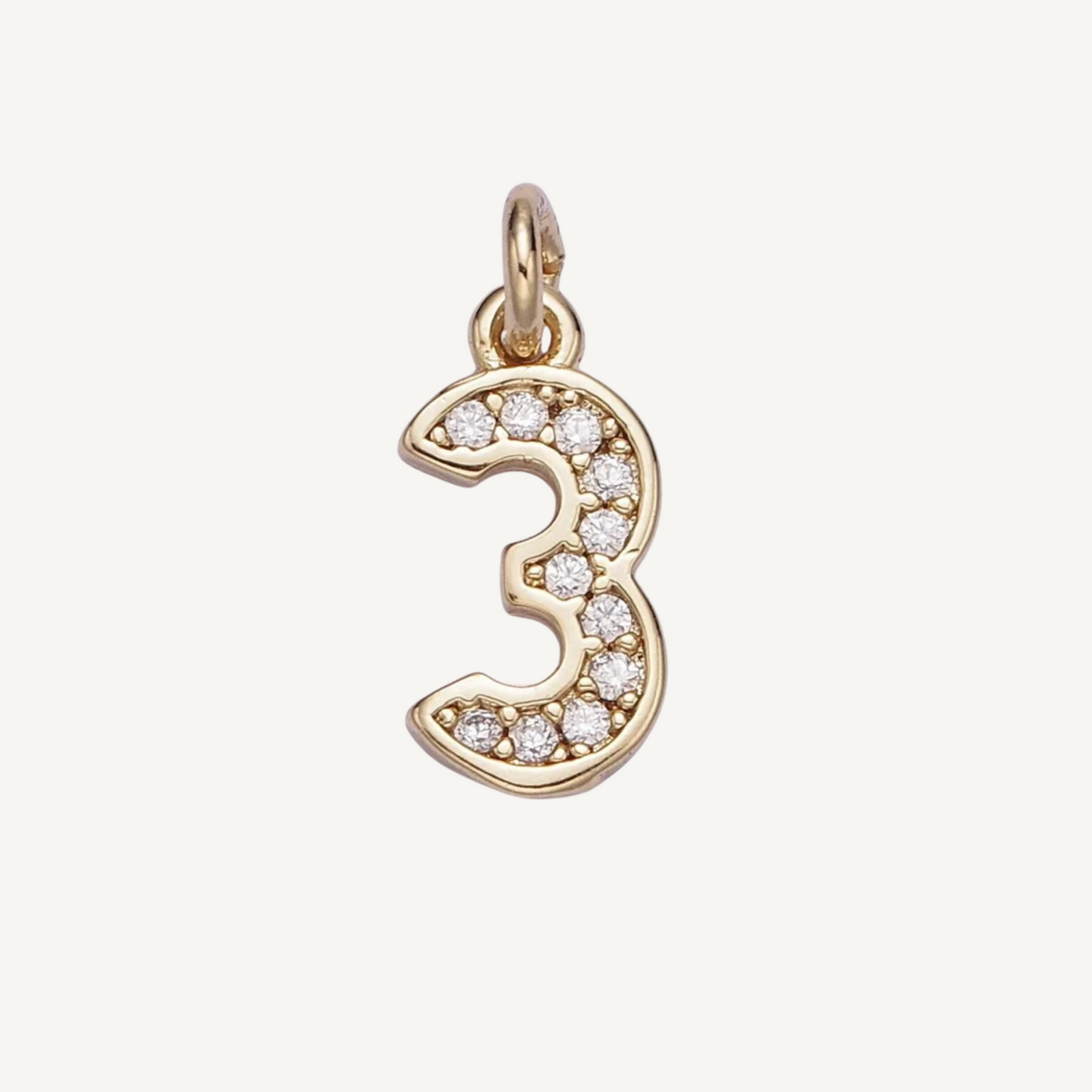 Small Rhinestone Number Charm