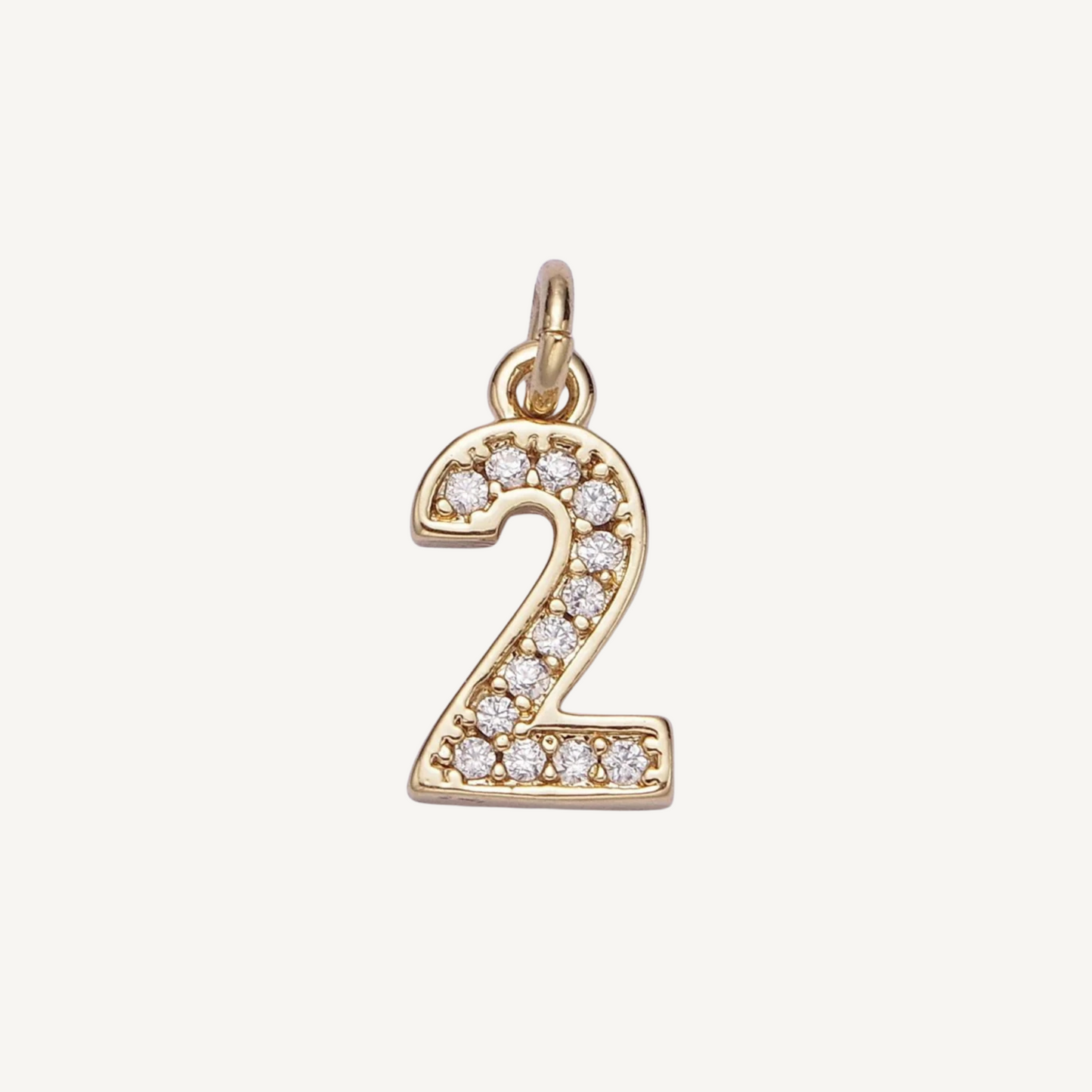 Small Rhinestone Number Charm