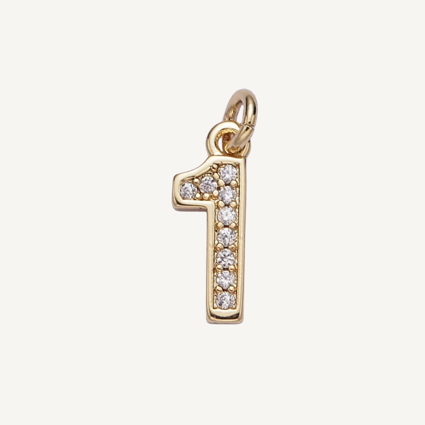 Small Rhinestone Number Charm