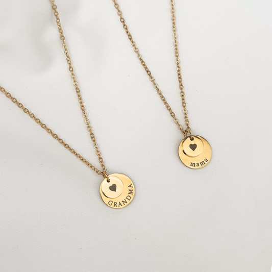 Stacked Double Disc Necklace (Engravable)