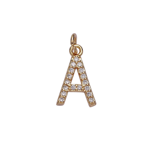 Small Rhinestone Initial Charm