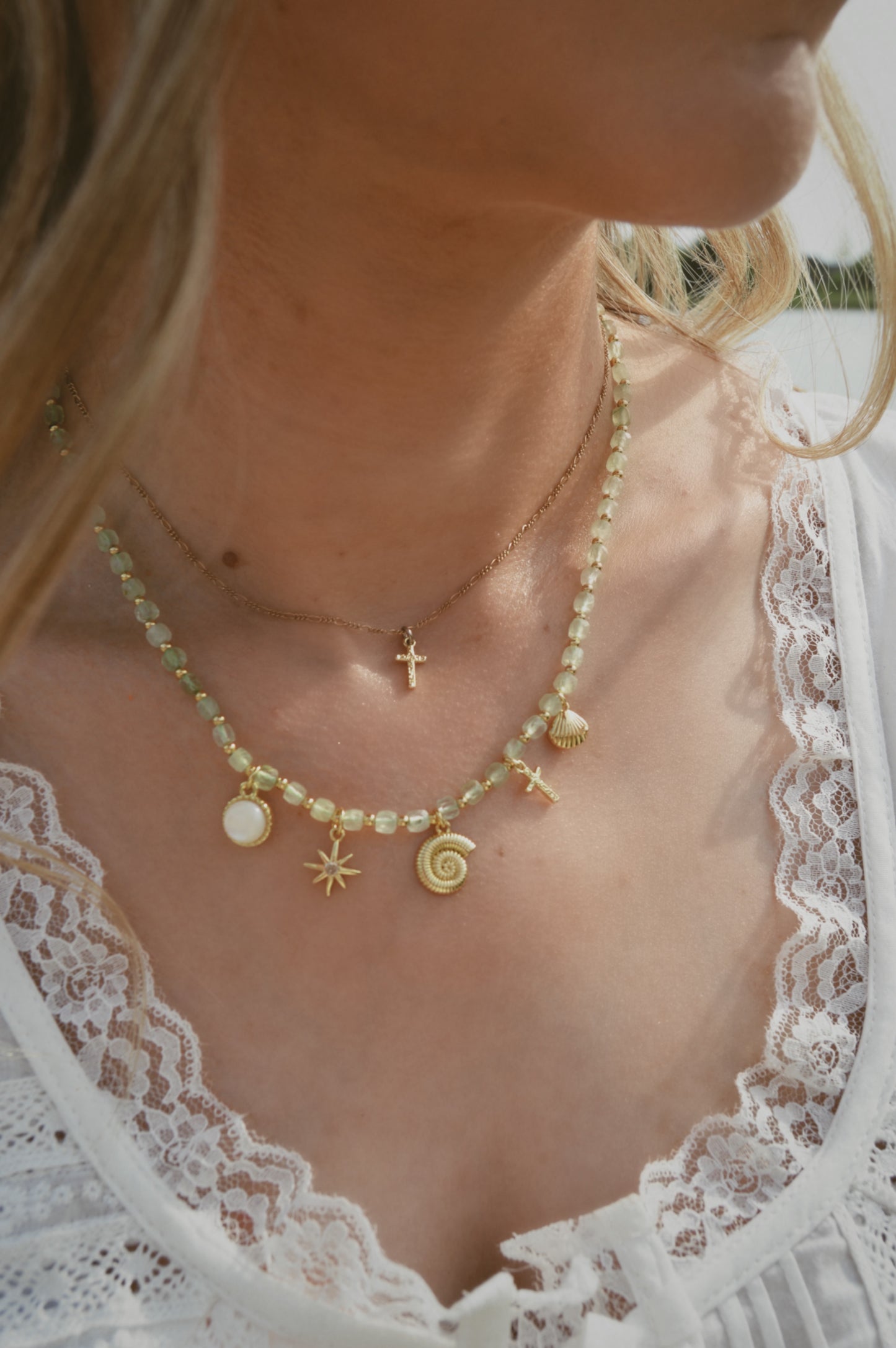 Gemstone & Gold Beaded Necklace
