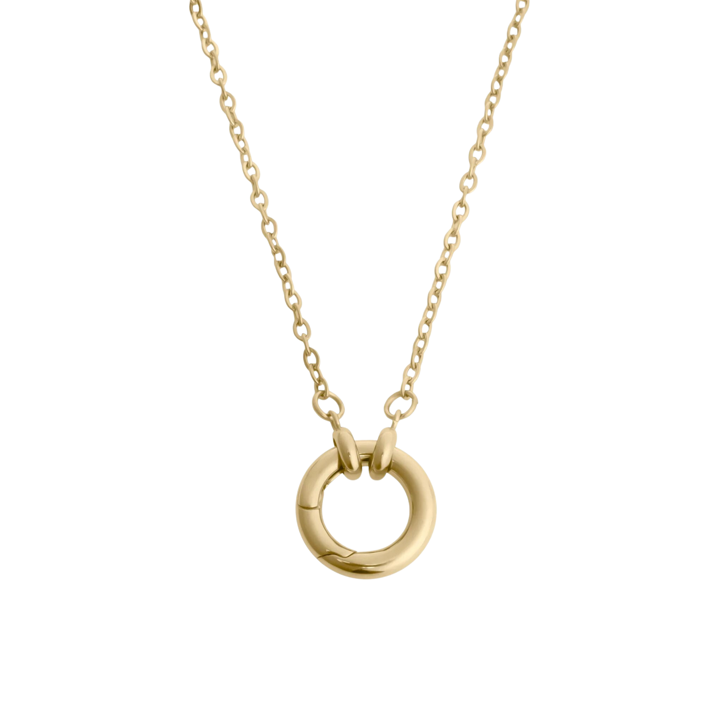 18K Gold Loop Chain with Circle Charm Holder Necklace