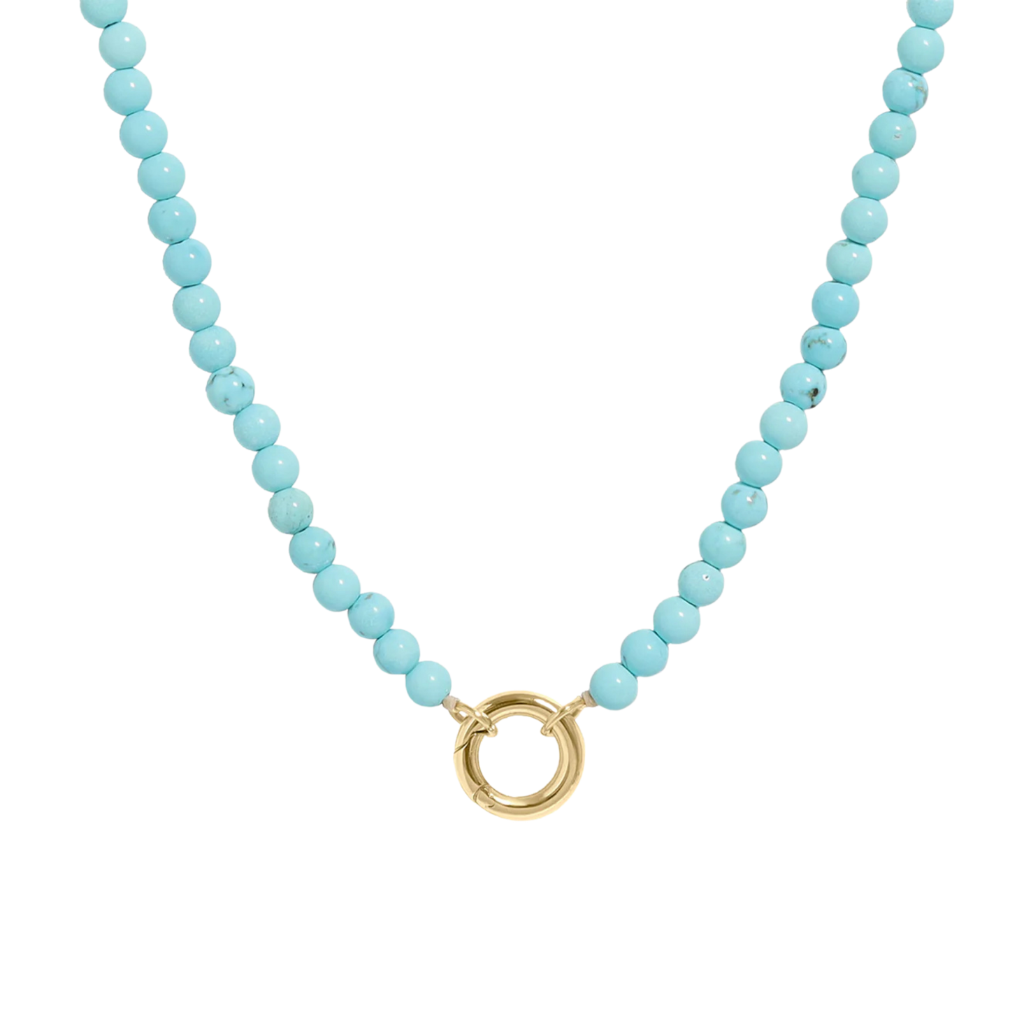 18K Turquoise Beaded Charm Holder Necklace