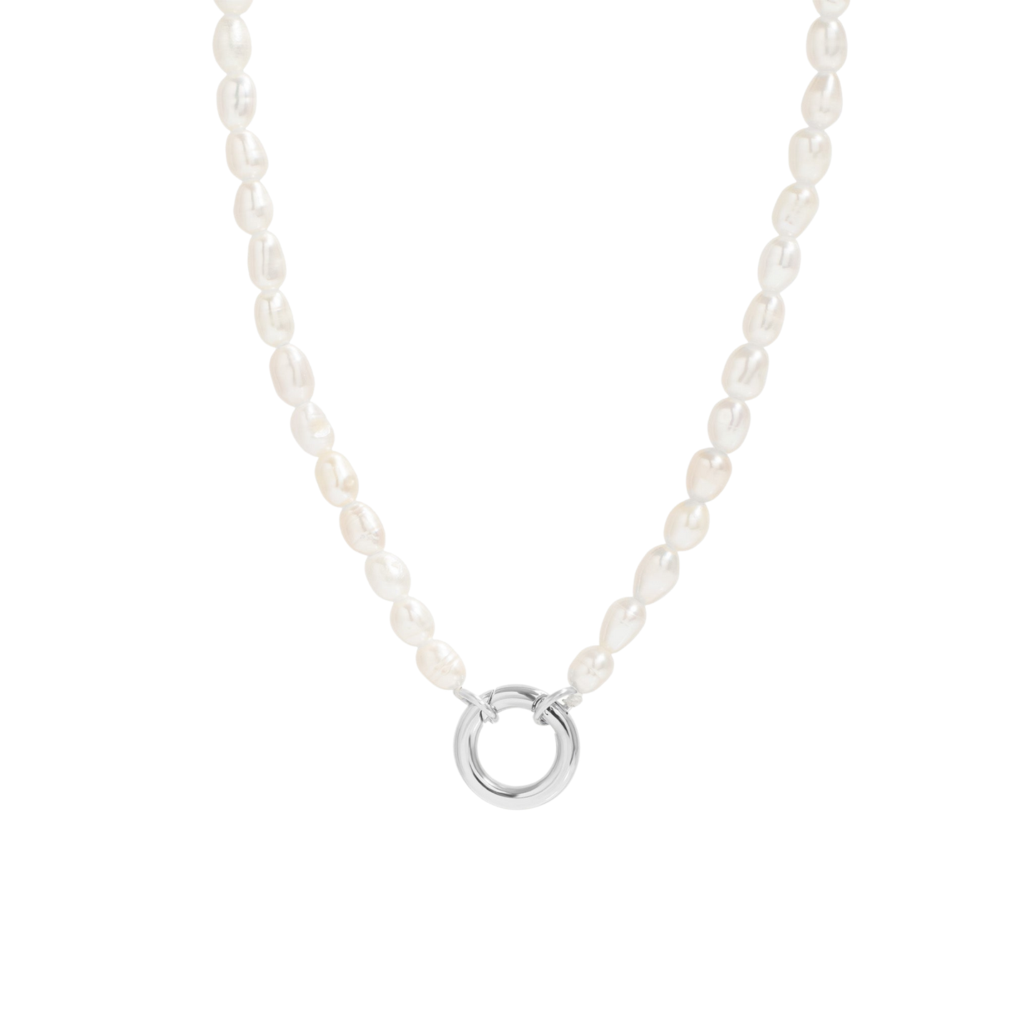 Silver Freshwater Pearl Charm Holder Necklace