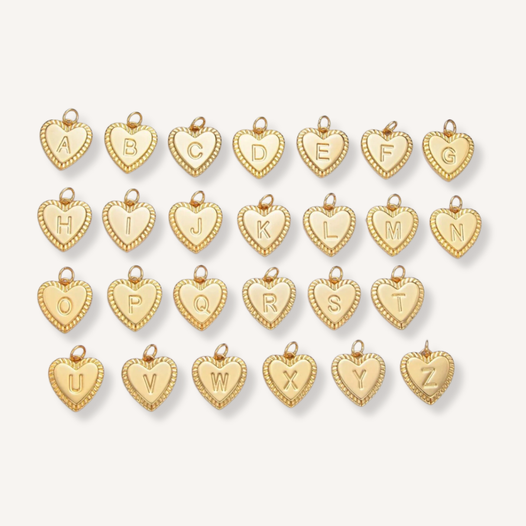 Medium Rope Heart Initial Charm
