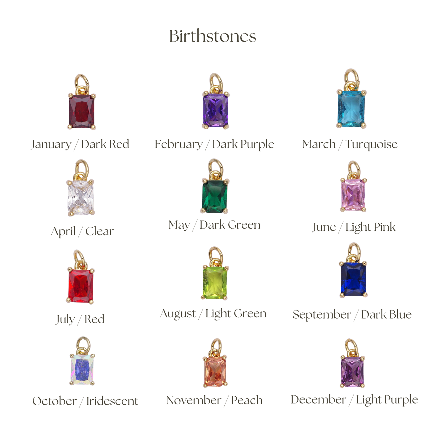 Small Baguette Colored Charms