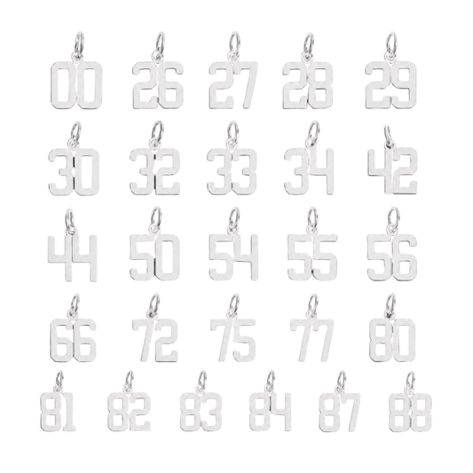 Small Silver Varsity Number Charms