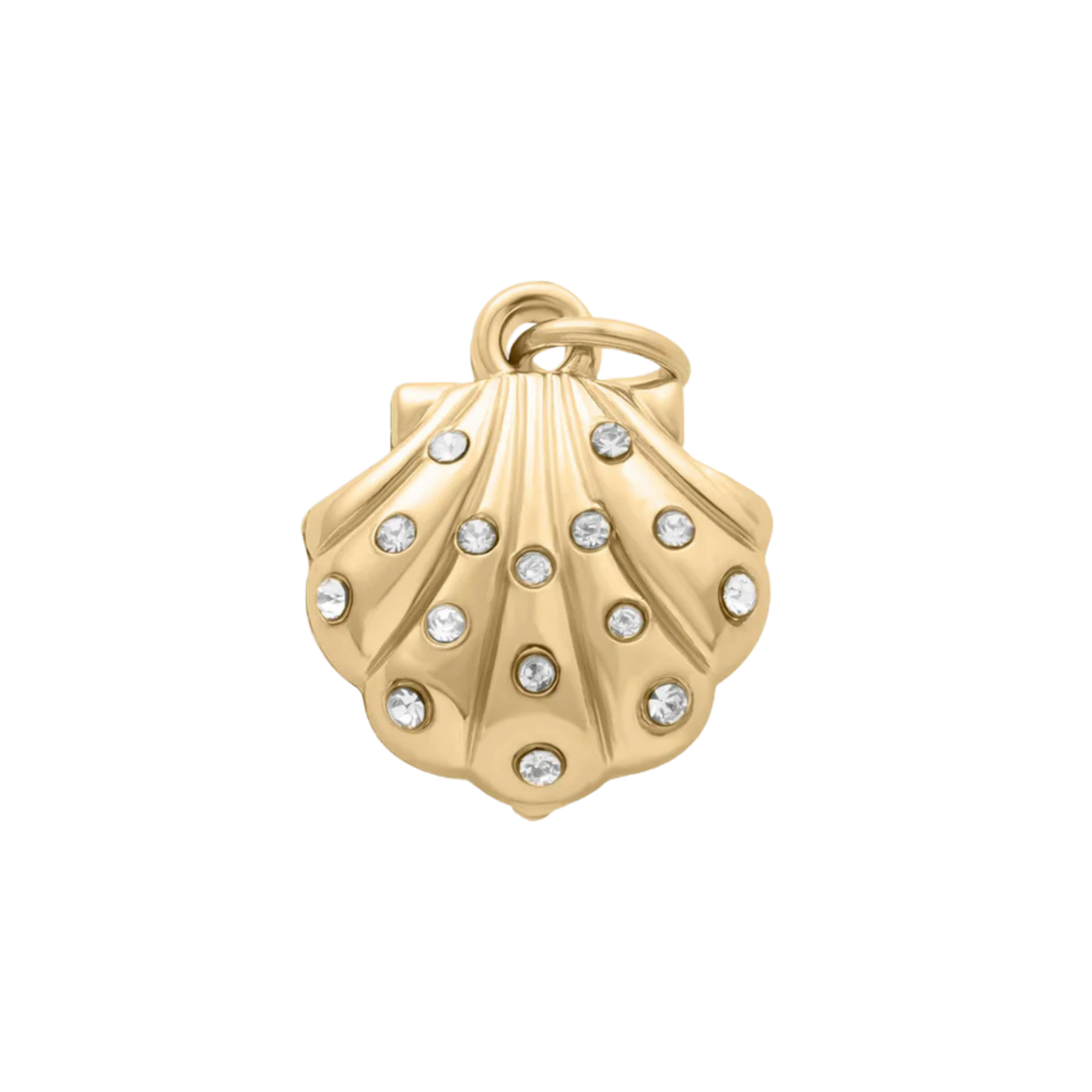 Medium Gold Paved Clam Shell Charm