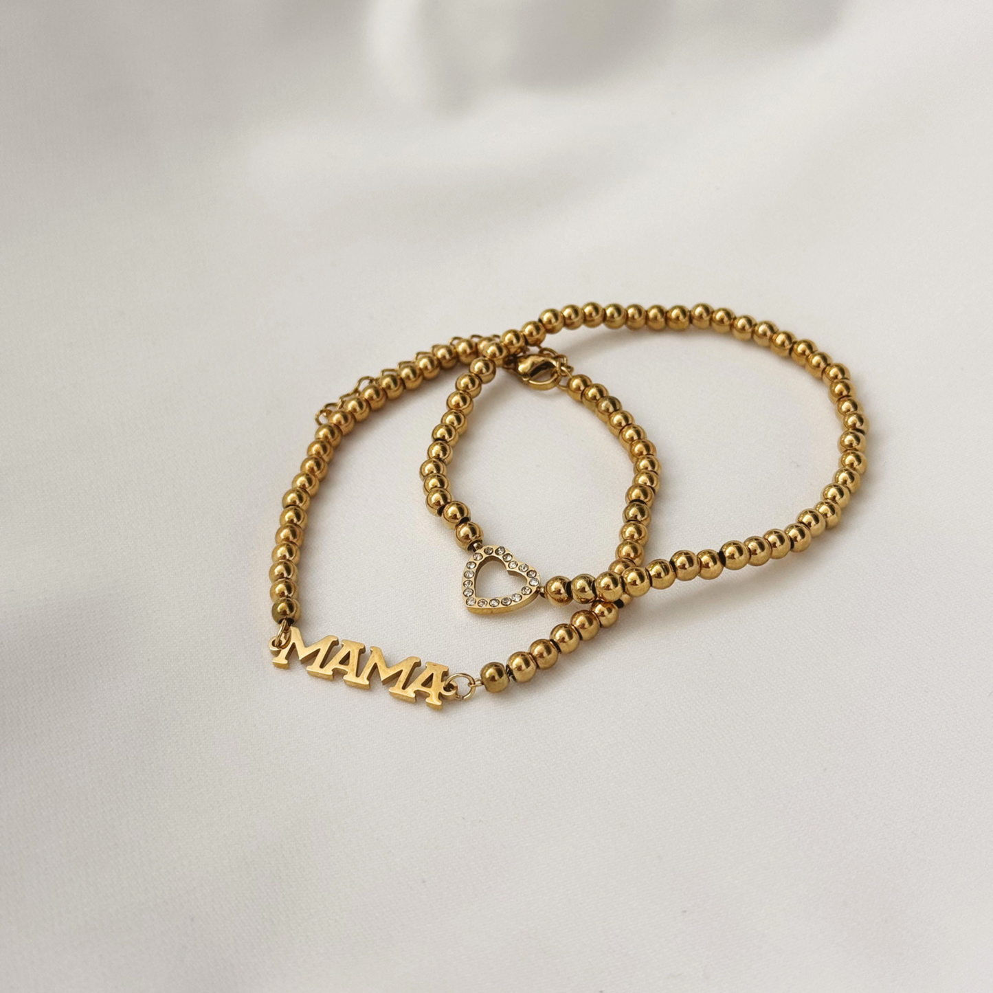 Gold Beaded "MAMA" Bracelet