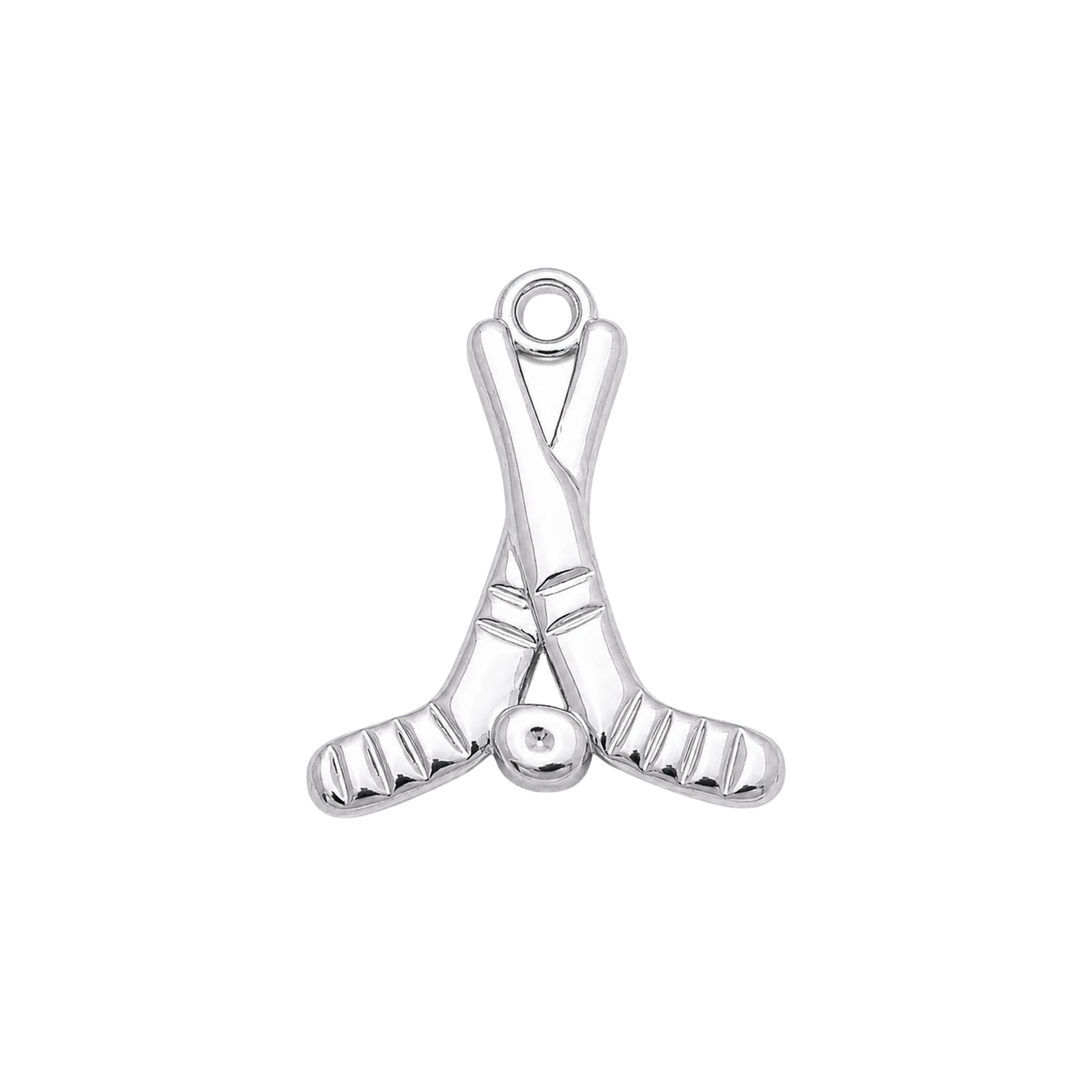 Large Silver Hockey Sticks Charm