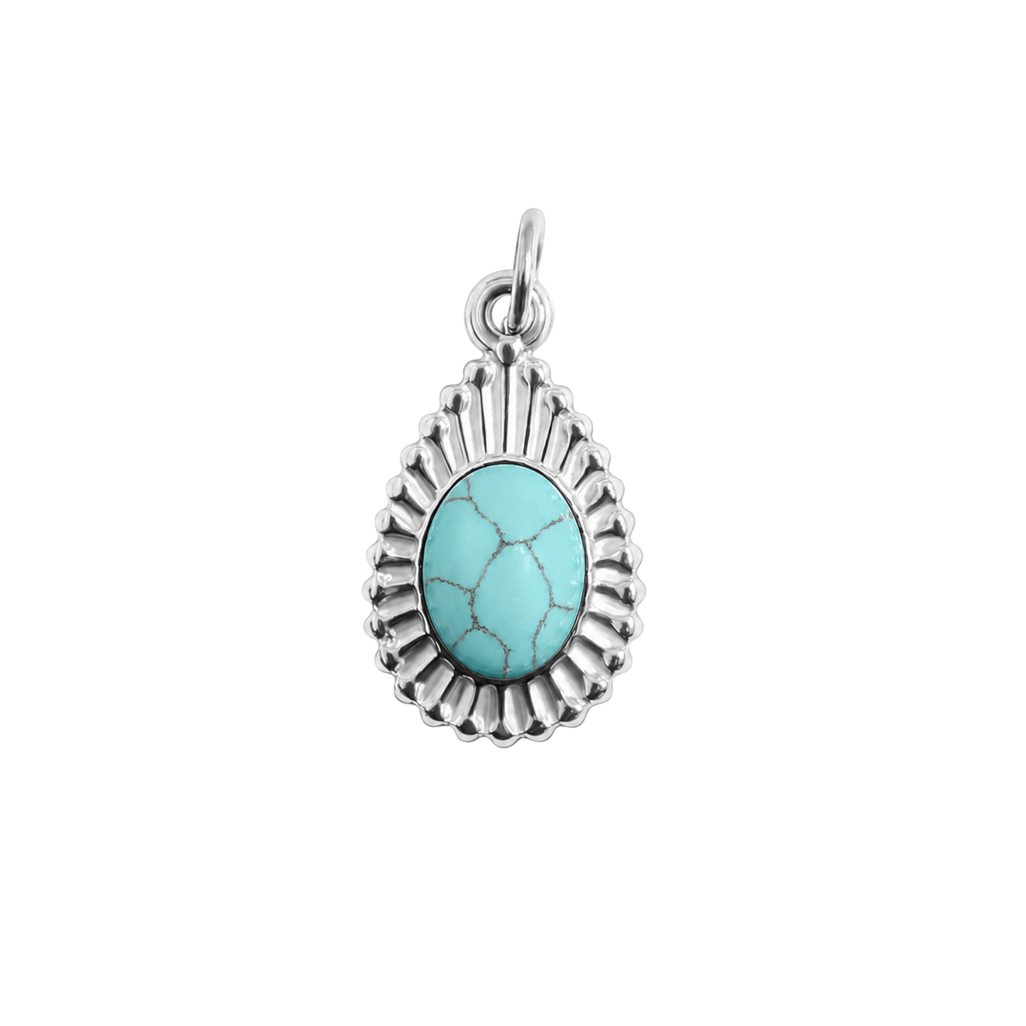 Medium Silver Turquoise Teardrop Charm