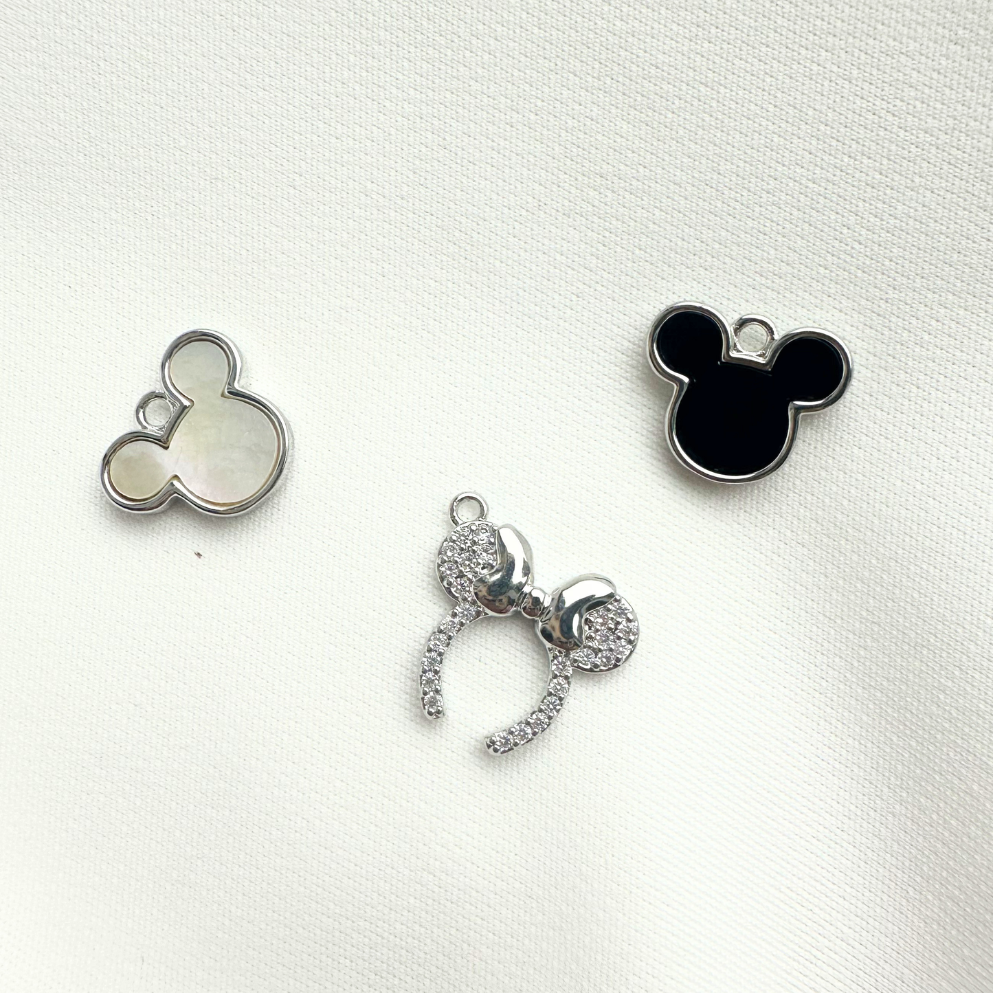 Medium Silver Hanging Mouse Ears Charm