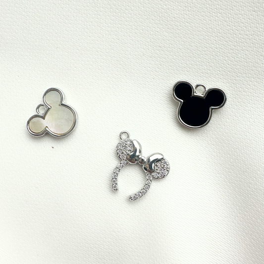 Medium Silver Hanging Mouse Ears Charm
