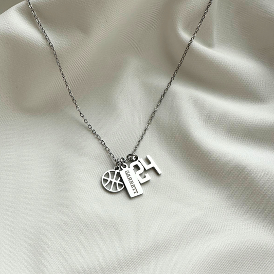 3-Charm Basketball Silver Necklace