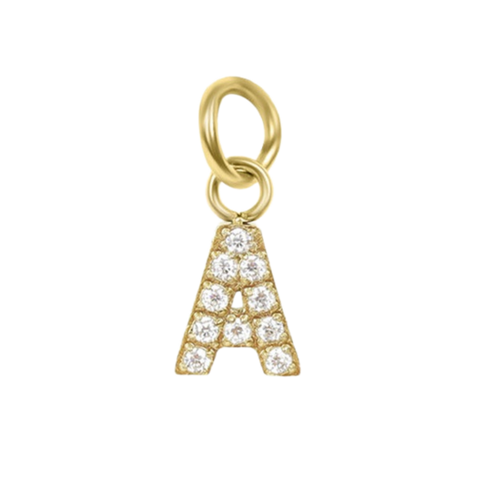 Mini 18K Gold Paved Initial Charms