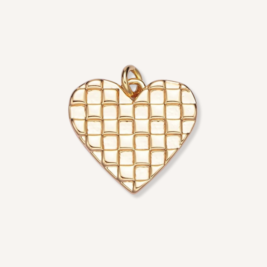Medium Checkered Heart Charm