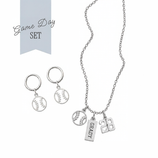 Baseball Game Day Necklace & Earring Set