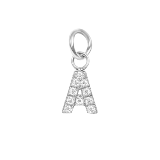 Mini Silver Paved Initial Charms