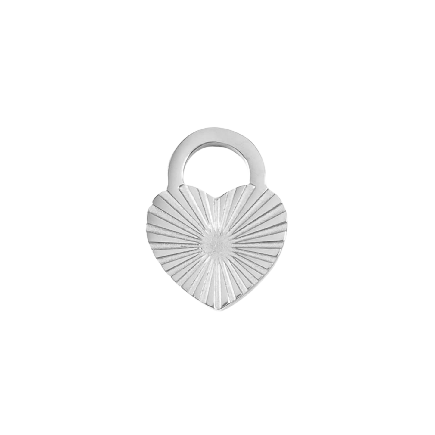 Small Silver Sunburst Heart Lock Charm