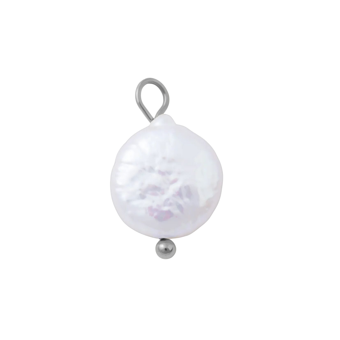 Medium Silver Coin Pearl Charm