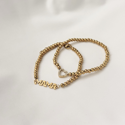 Gold Beaded Heart Bracelet