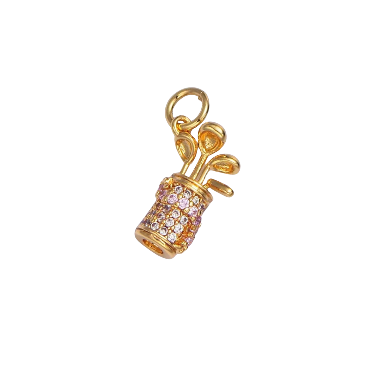 Small Gold Golf Club Bag Charm