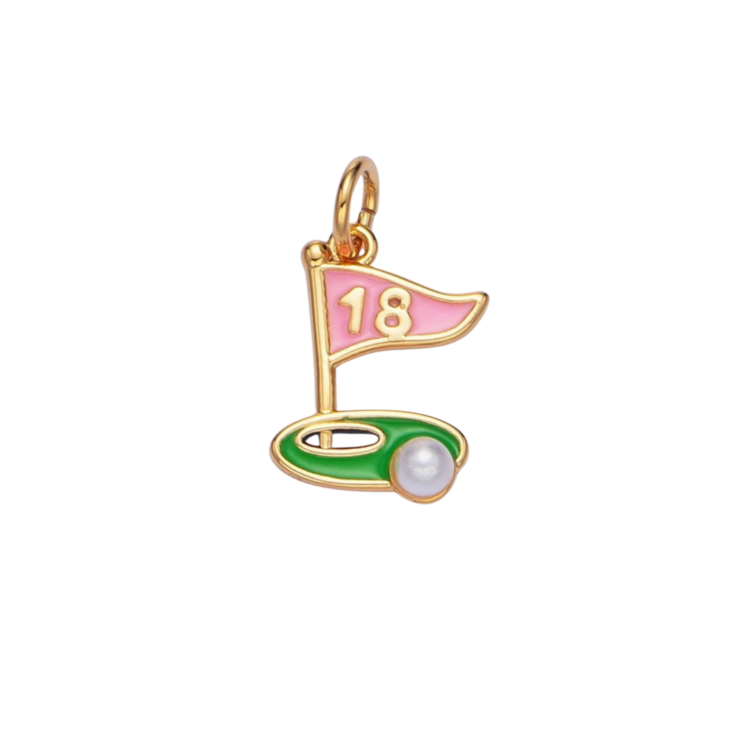 Small Gold Golf 18th Hole Charm