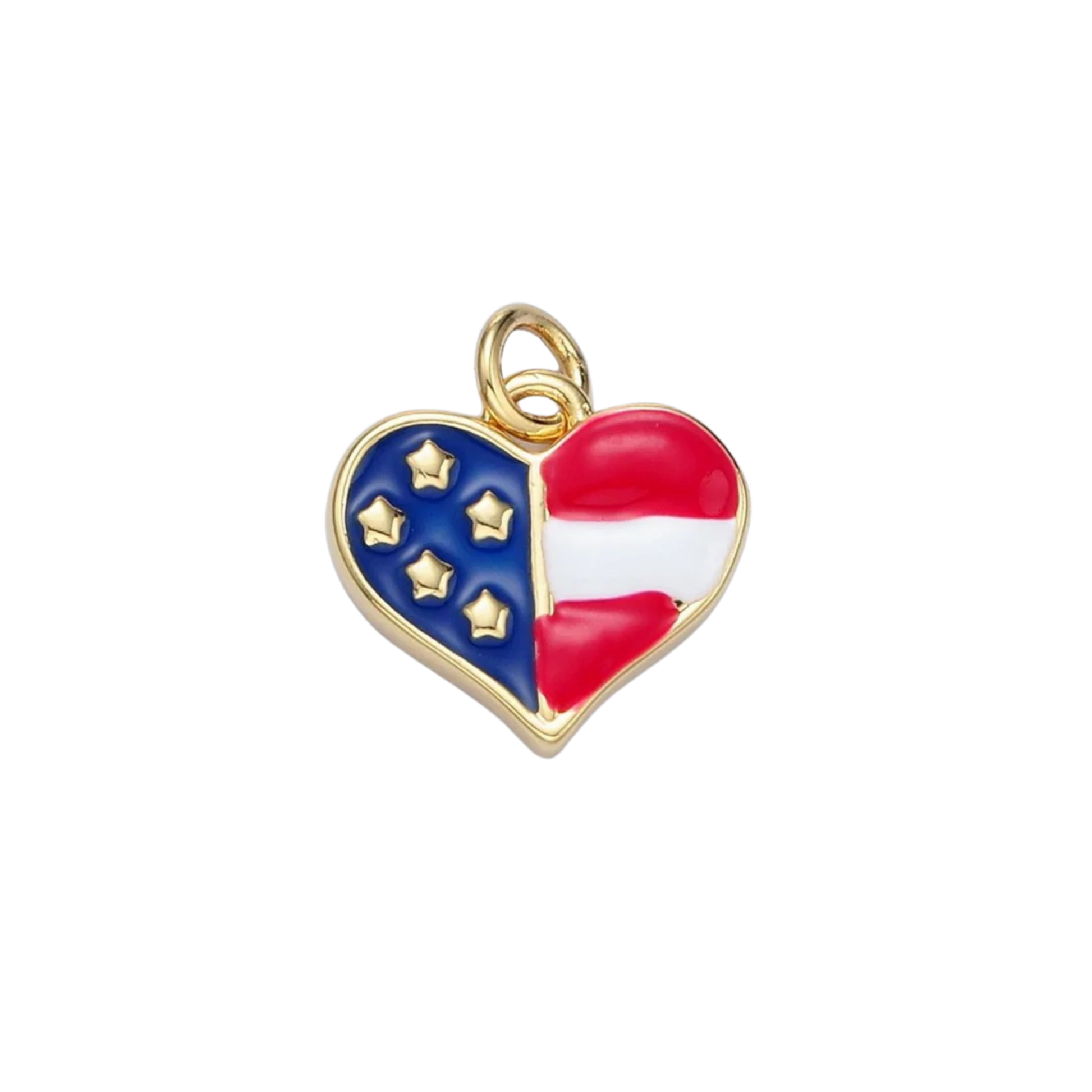 Small American Flag Heart Charm