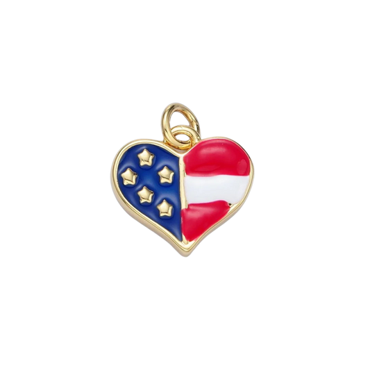 Small American Flag Heart Charm