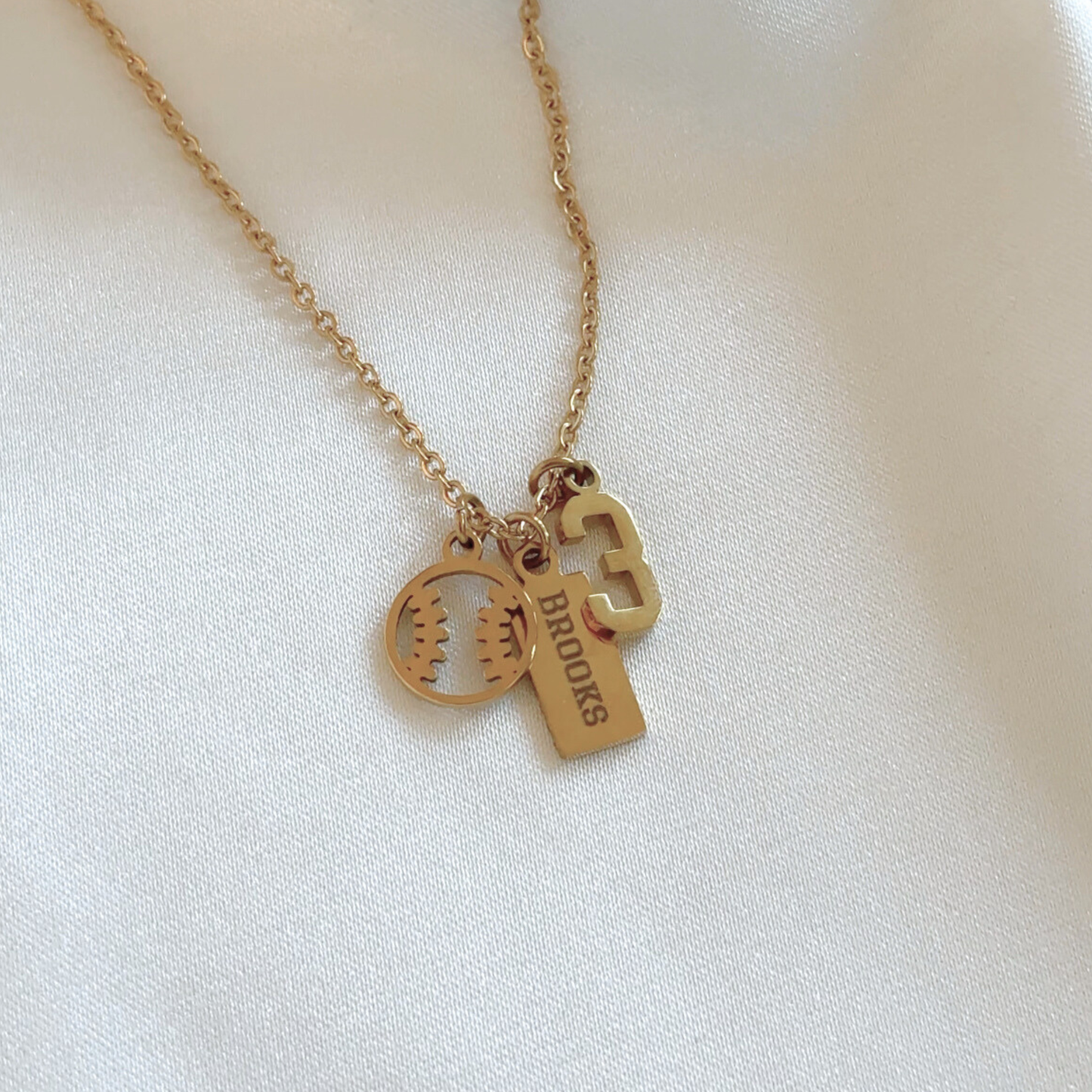 3-Charm Baseball Necklace