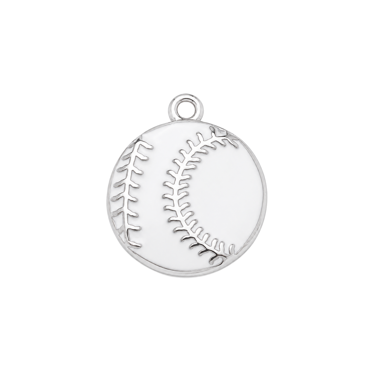 Medium Silver & White Baseball / Softball Charm