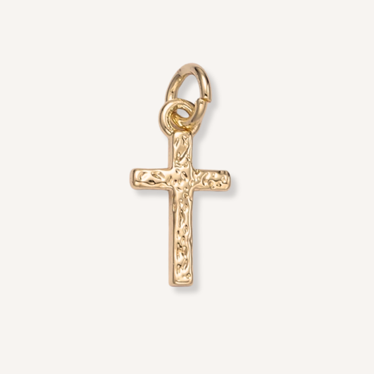 Mini Hammered Cross Charm