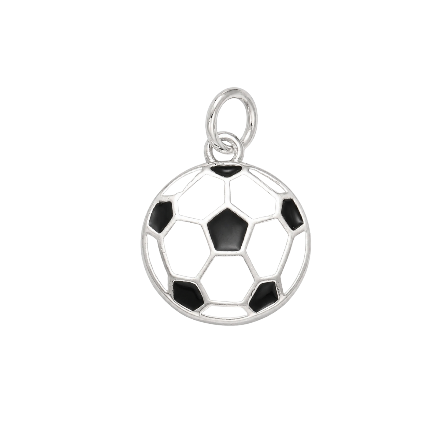 Medium Silver Flat Soccer Ball Charm