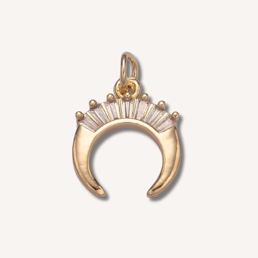 Medium Jewel Moon Horn Charm