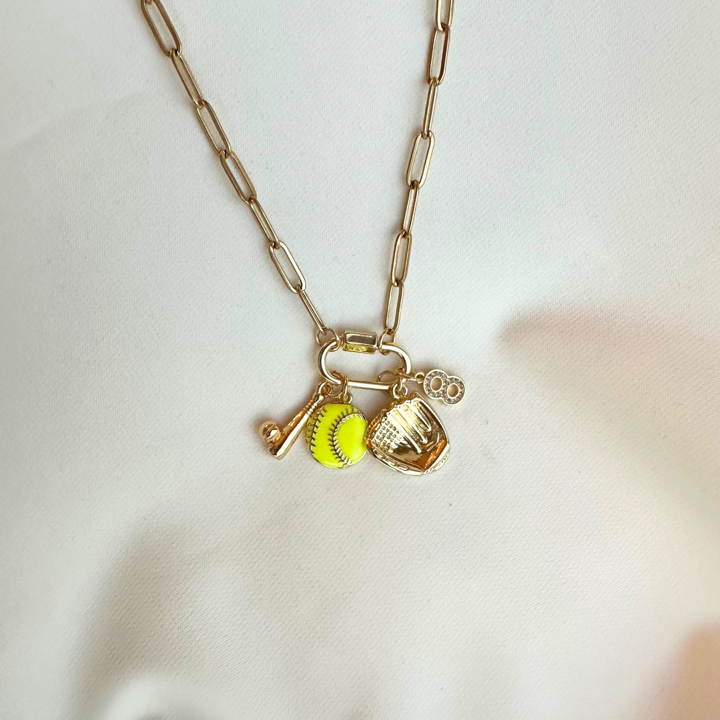 Softball Carabiner Charm Necklace