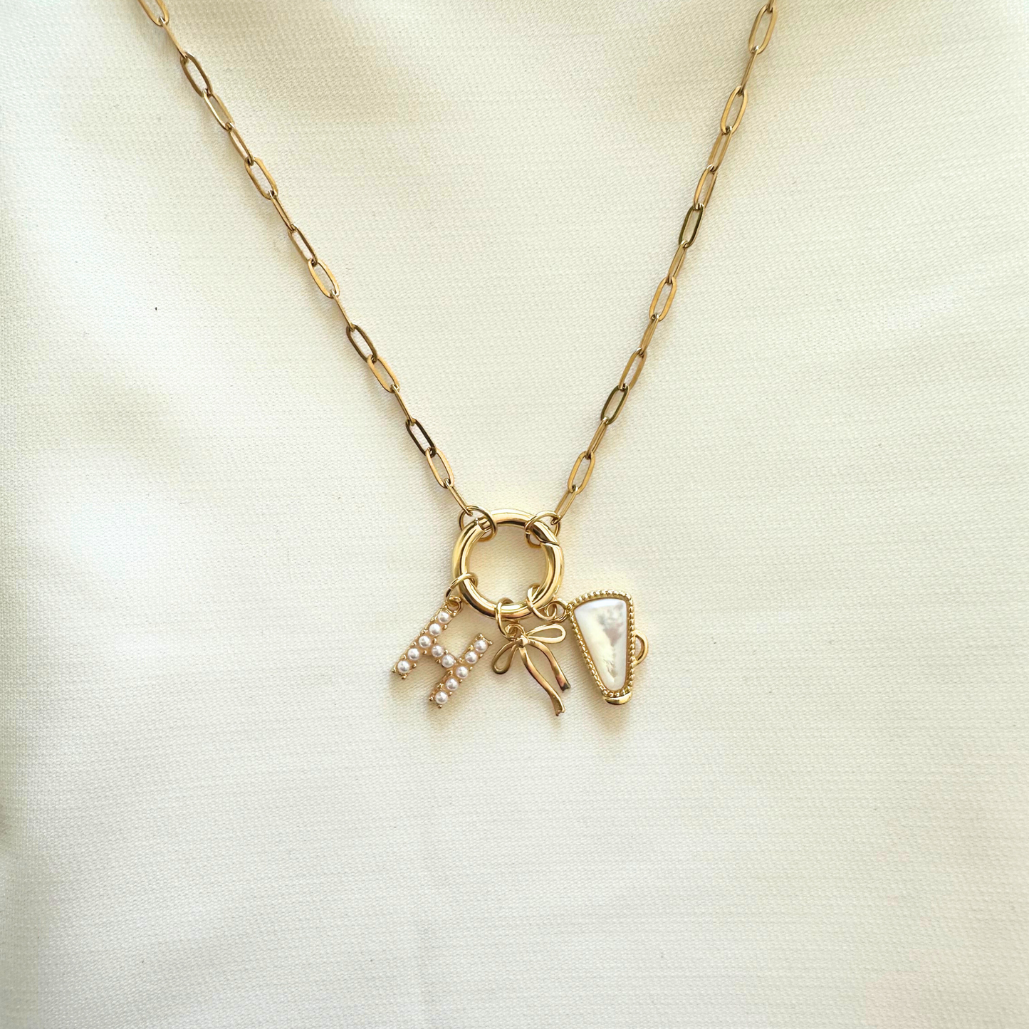 Pearly Cheer Charm Holder Necklace