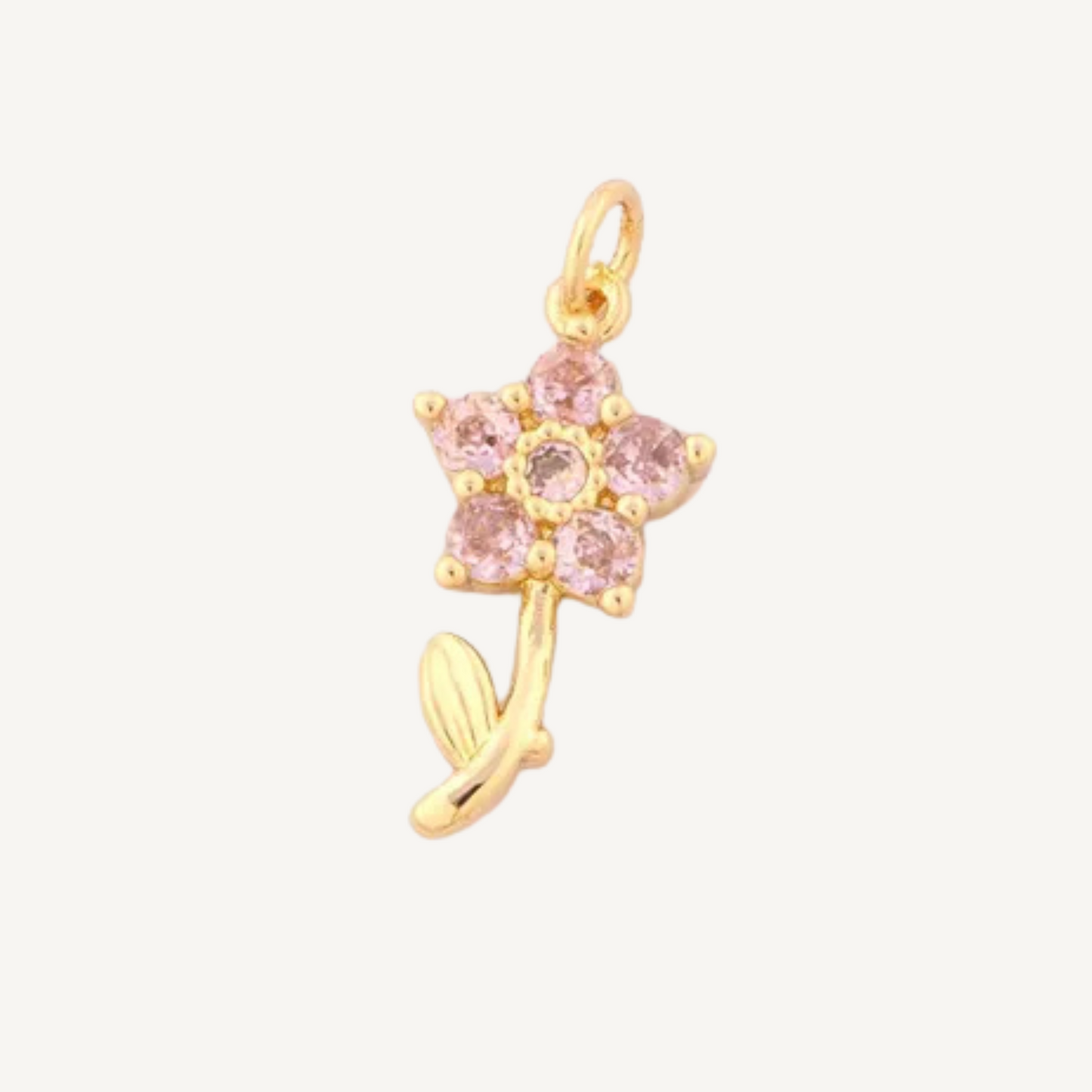 Medium Pink Jewel Flower Charm