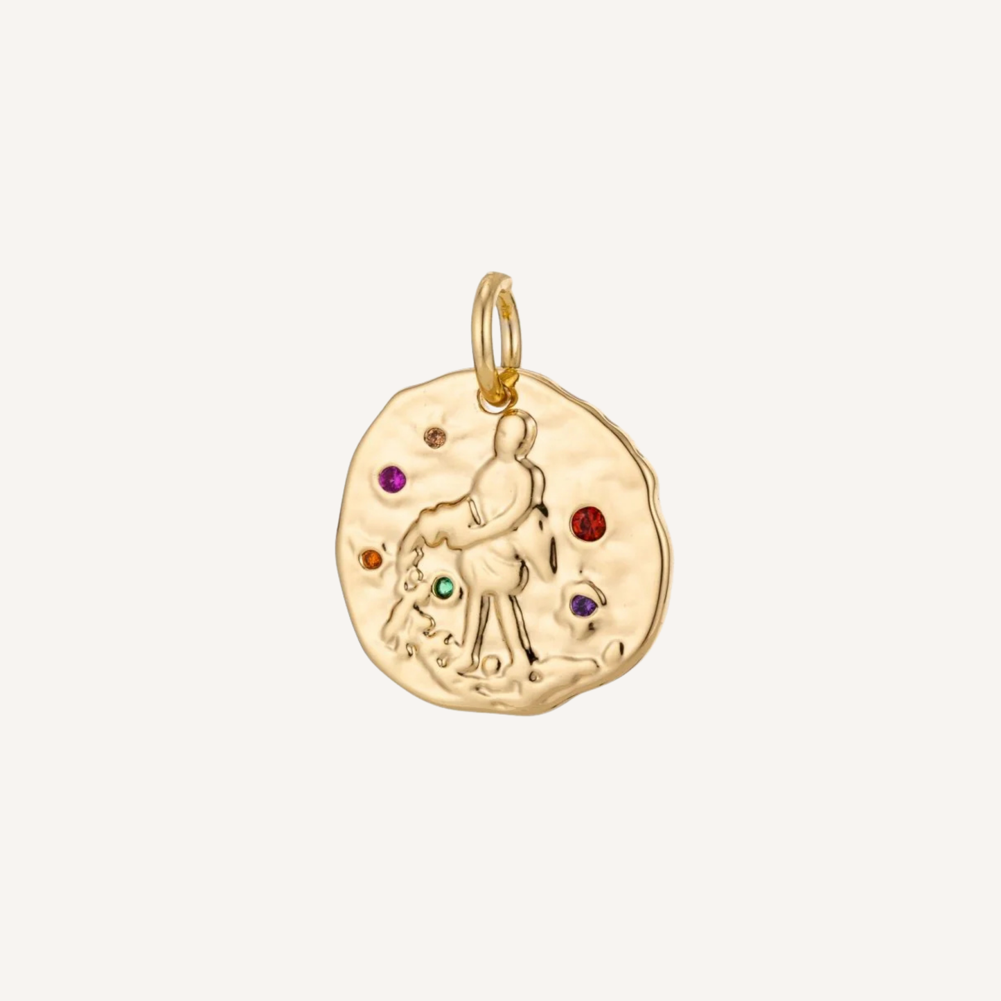 Medium Hammered Zodiac Coin Charm