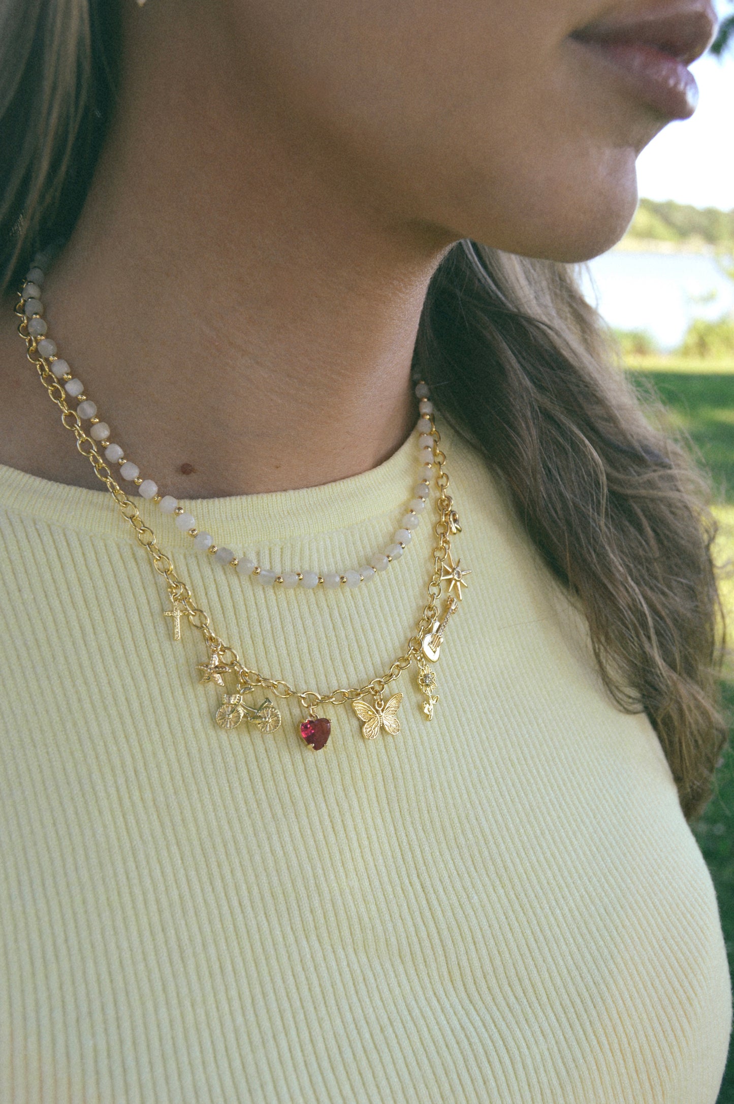 Gemstone & Gold Beaded Necklace
