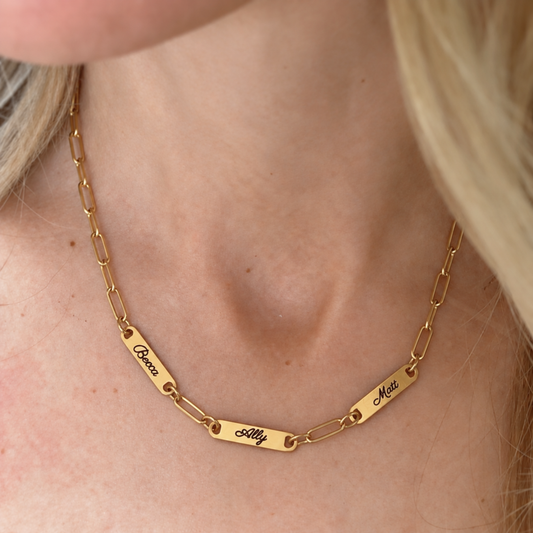 18K Engraved 1, 2, or 3 Bar Necklace