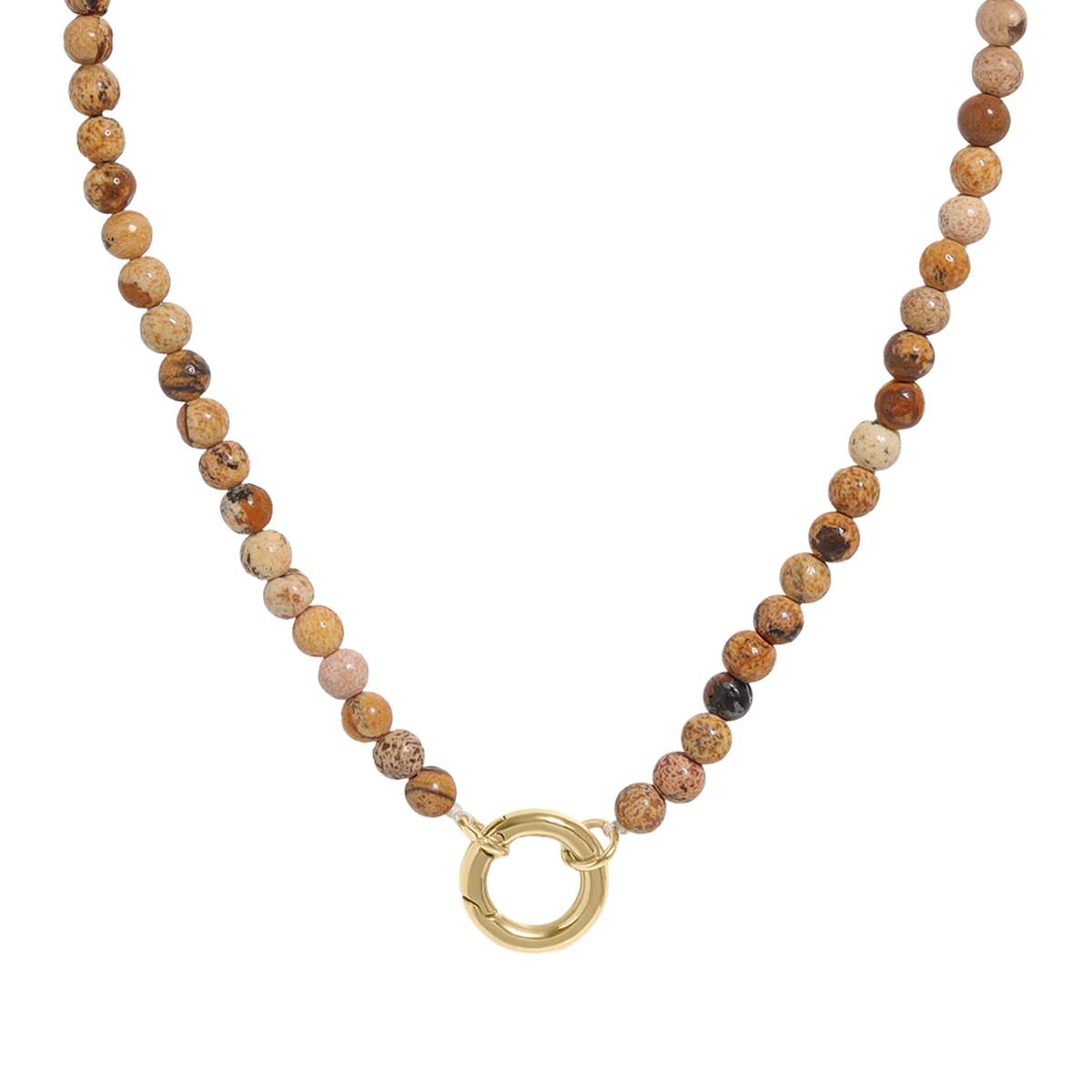 18K Jasper Beaded Charm Holder Necklace