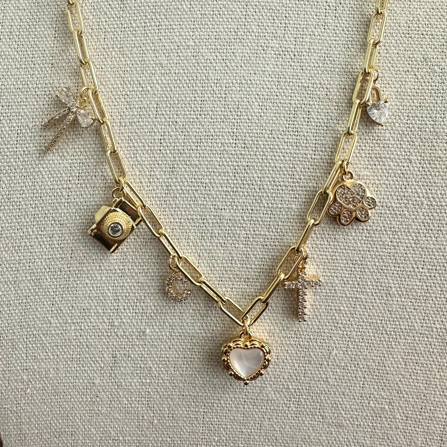 Mini Rhinestone Heart Lock Charm