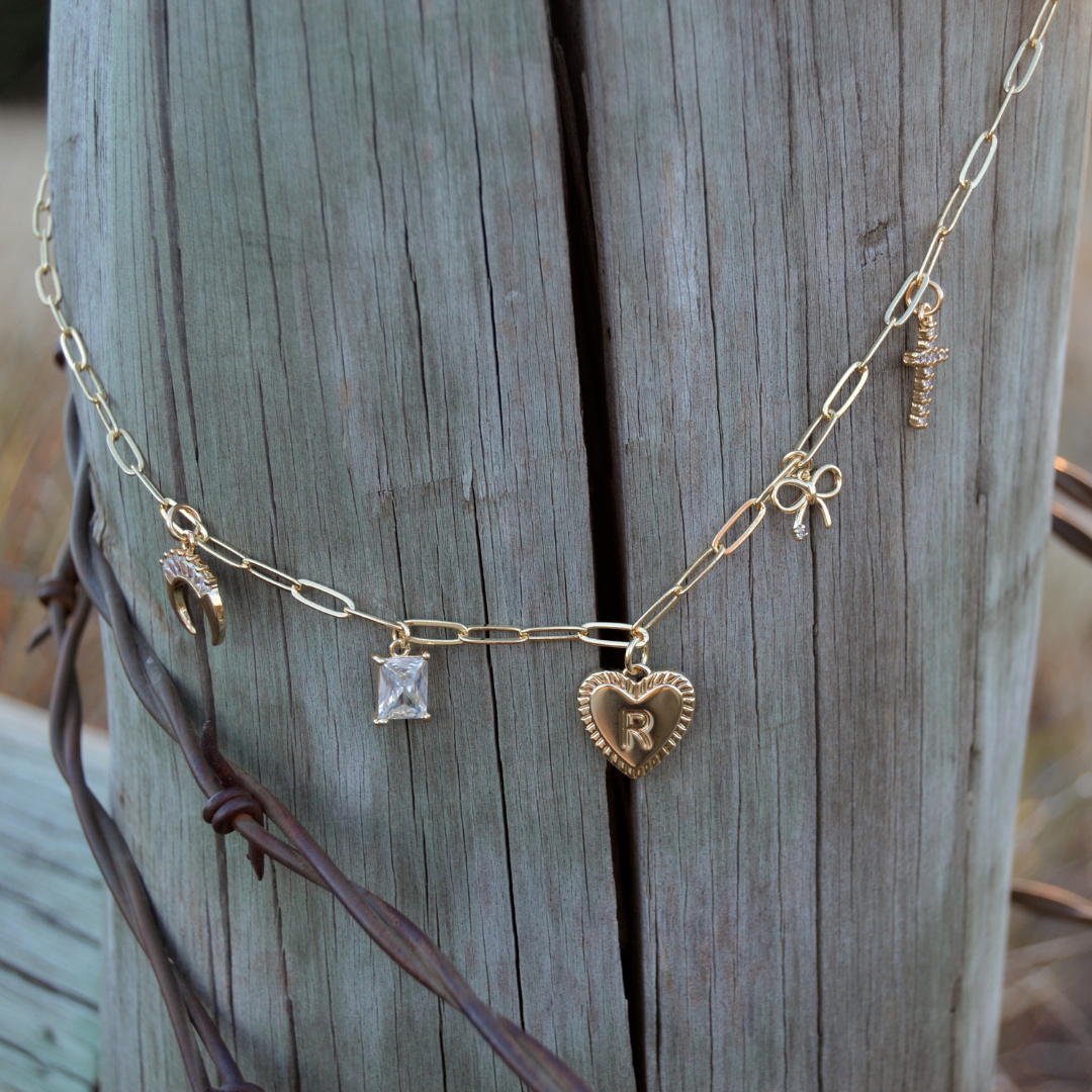 Medium Rope Heart Initial Charm