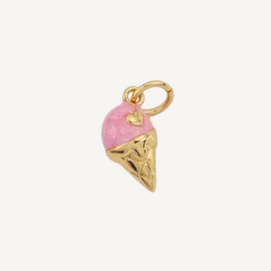 Mini Pink Ice Cream Cone Charm