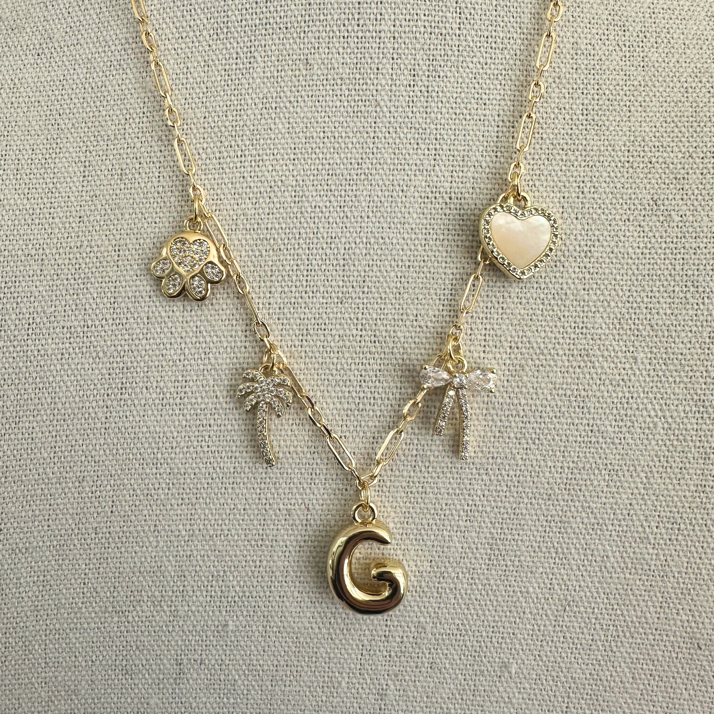 Small Pearl & Rhinestone Heart Charm